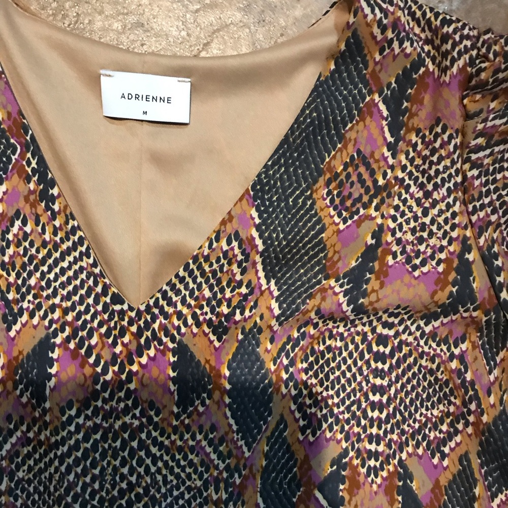 Adrienne Multicolor V-Neck Blouse Size Medium‎ #2169 - Picture 3 of 5